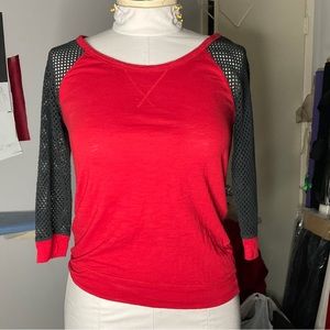 Mesh raglan sleeve top